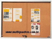 Quadro de Cortiça com Moldura de Alumínio e Porta de Vidro de Correr